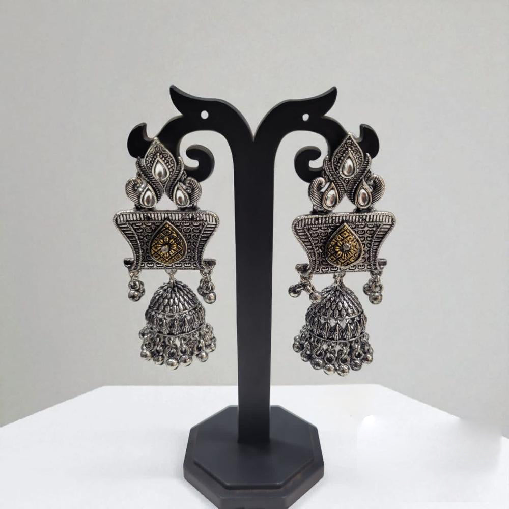 Hira Collections Antique Two-Toned Jhumki Danglers with Modern Touch