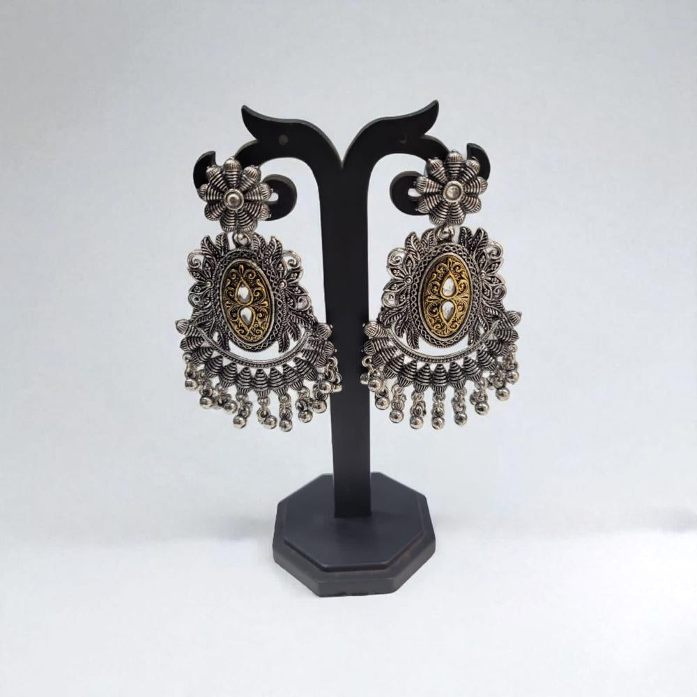 Hira Collections Antique Two-Toned Jhumki Danglers with Modern Touch
