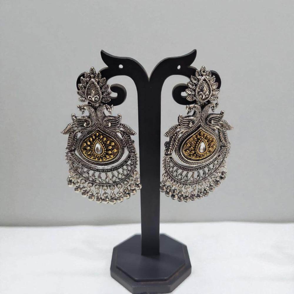 Hira Collections Antique Two-Toned Jhumki Danglers with Modern Touch