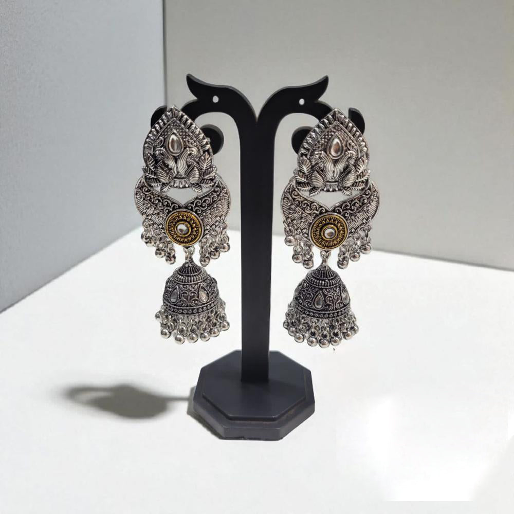 Hira Collections Antique Two-Toned Jhumki Danglers with Modern Touch
