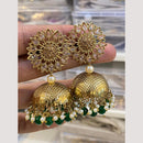 Hira Collections Traditional Gold-Plated Floral Kundan Jhumka Earrings with Pearls & Beads