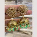 Hira Collections Traditional Gold-Plated Floral Kundan Jhumka Earrings with Pearls & Beads