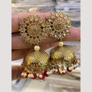 Hira Collections Traditional Gold-Plated Floral Kundan Jhumka Earrings with Pearls & Beads