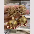 Hira Collections Traditional Gold-Plated Floral Kundan Jhumka Earrings with Pearls & Beads