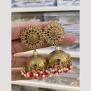 Hira Collections Traditional Gold-Plated Floral Kundan Jhumka Earrings with Pearls & Beads