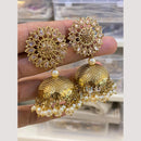Hira Collections Traditional Gold-Plated Floral Kundan Jhumka Earrings with Pearls & Beads