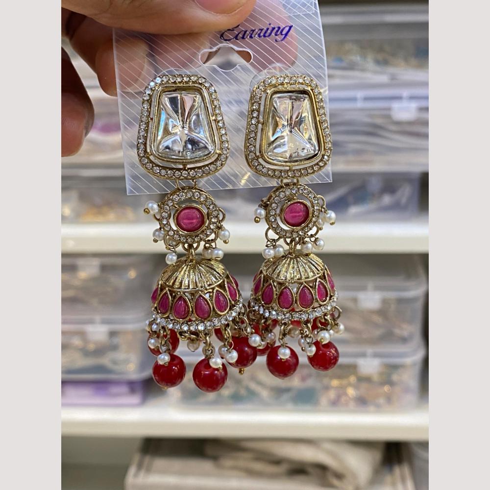 Hira CollectionsHira Collections Traditional Crystal and Beads Jhumki Earrings for Wedding