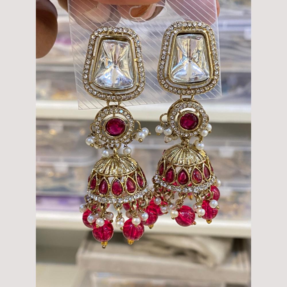 Hira CollectionsHira Collections Traditional Crystal and Beads Jhumki Earrings for Wedding
