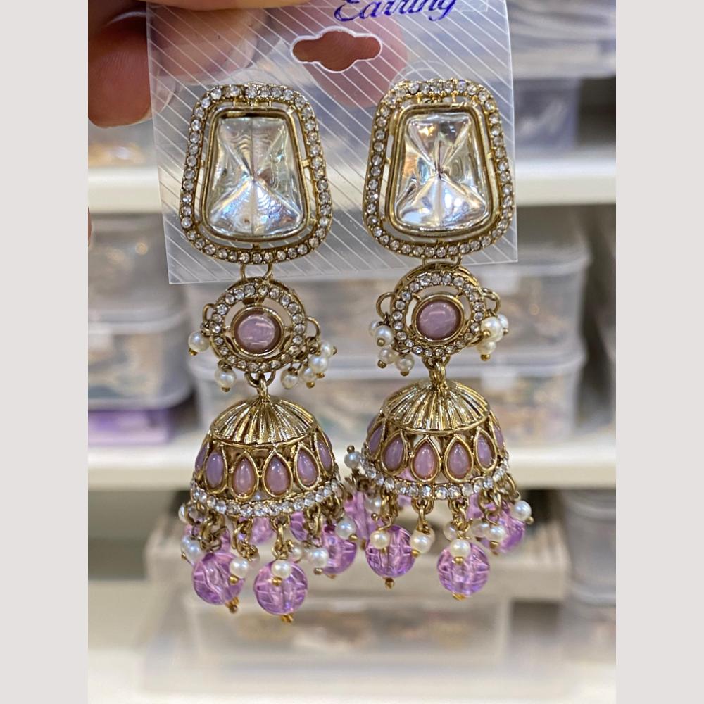 Hira CollectionsHira Collections Traditional Crystal and Beads Jhumki Earrings for Wedding