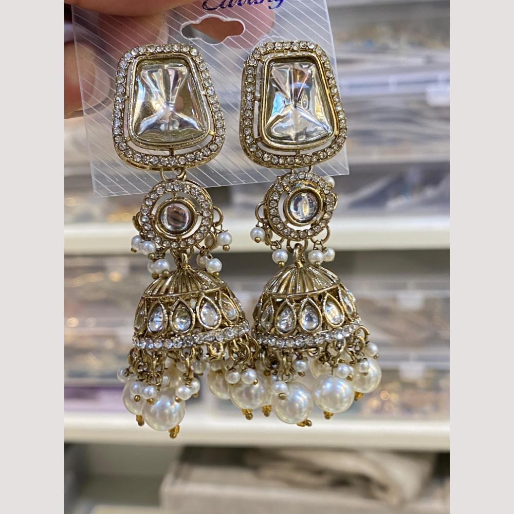Hira CollectionsHira Collections Traditional Crystal and Beads Jhumki Earrings for Wedding