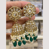 Hira Collections Antique Finish Kundan and Beads Jhumki Earrings For Every Festive Wear