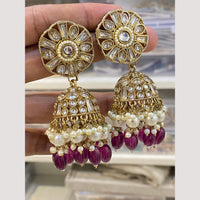 Hira Collections Antique Finish Kundan and Beads Jhumki Earrings For Every Festive Wear