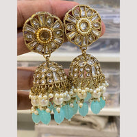 Hira Collections Antique Finish Kundan and Beads Jhumki Earrings For Every Festive Wear