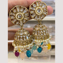Hira Collections Antique Finish Kundan and Beads Jhumki Earrings For Every Festive Wear