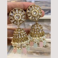 Hira Collections Antique Finish Kundan and Beads Jhumki Earrings For Every Festive Wear