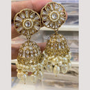 Hira Collections Antique Finish Kundan and Beads Jhumki Earrings For Every Festive Wear