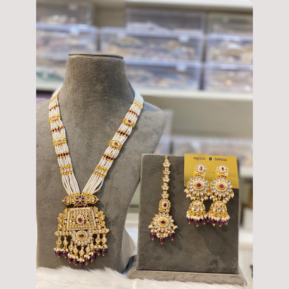 Hira Collections Luxury Kundan And Beads Necklace Set For Festive And Wedding Wear