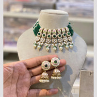 Hira Collection Elegant Kundan And Meenakari Pearl Choker Necklace Set