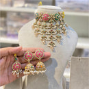Hira Collections Graceful Crystal Stone And Pearl Choker Necklace Set 
