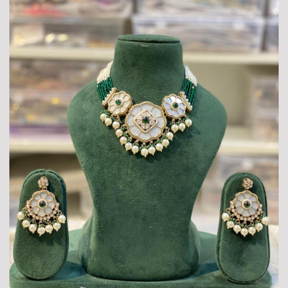 Hira Collection Elegant Kundan And Pearl Choker Necklace Set