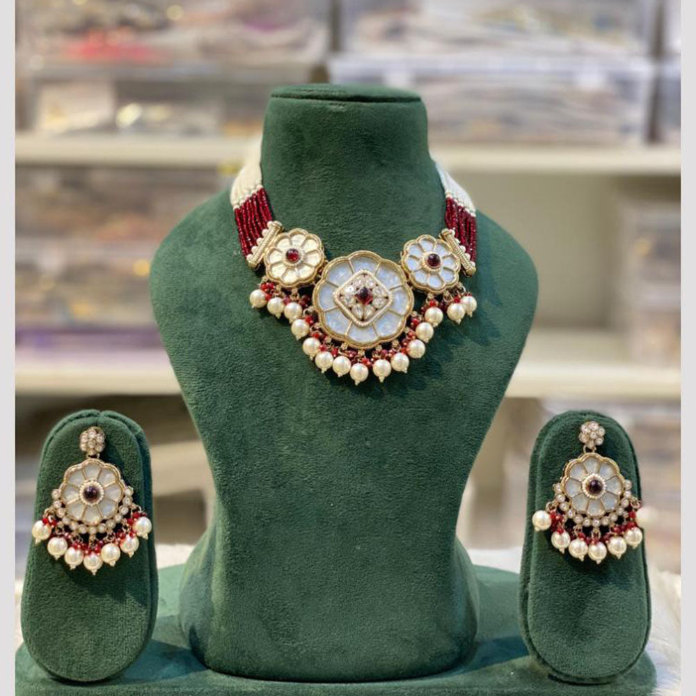 Hira Collection Elegant Kundan And Pearl Choker Necklace Set