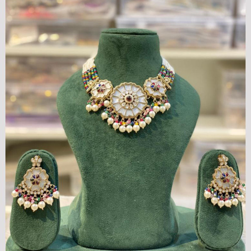 Hira Collection Elegant Kundan And Pearl Choker Necklace Set