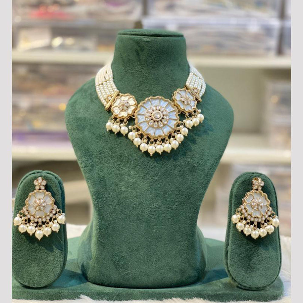 Hira Collection Elegant Kundan And Pearl Choker Necklace Set