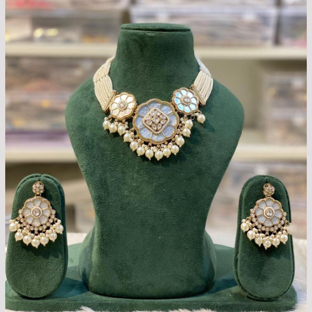 Hira Collection Elegant Kundan And Pearl Choker Necklace Set