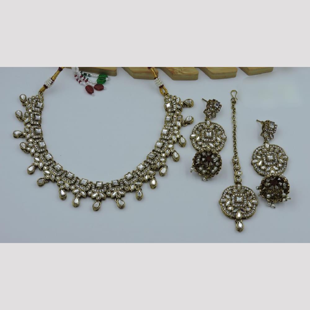 Hira Collections Royal Kundan Stone And Pearl Necklace Set