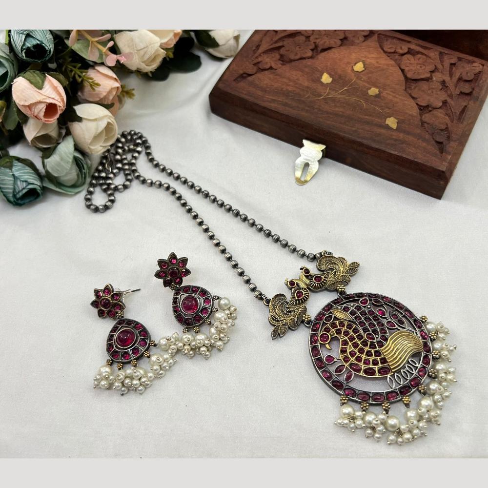 Hira Collections Traditional Long Necklace Set with Monalisa Stones For Special Occassions