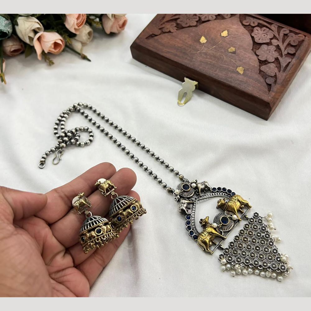 Hira Collections Traditional Long Necklace Set with Monalisa Stones For Special Occassions