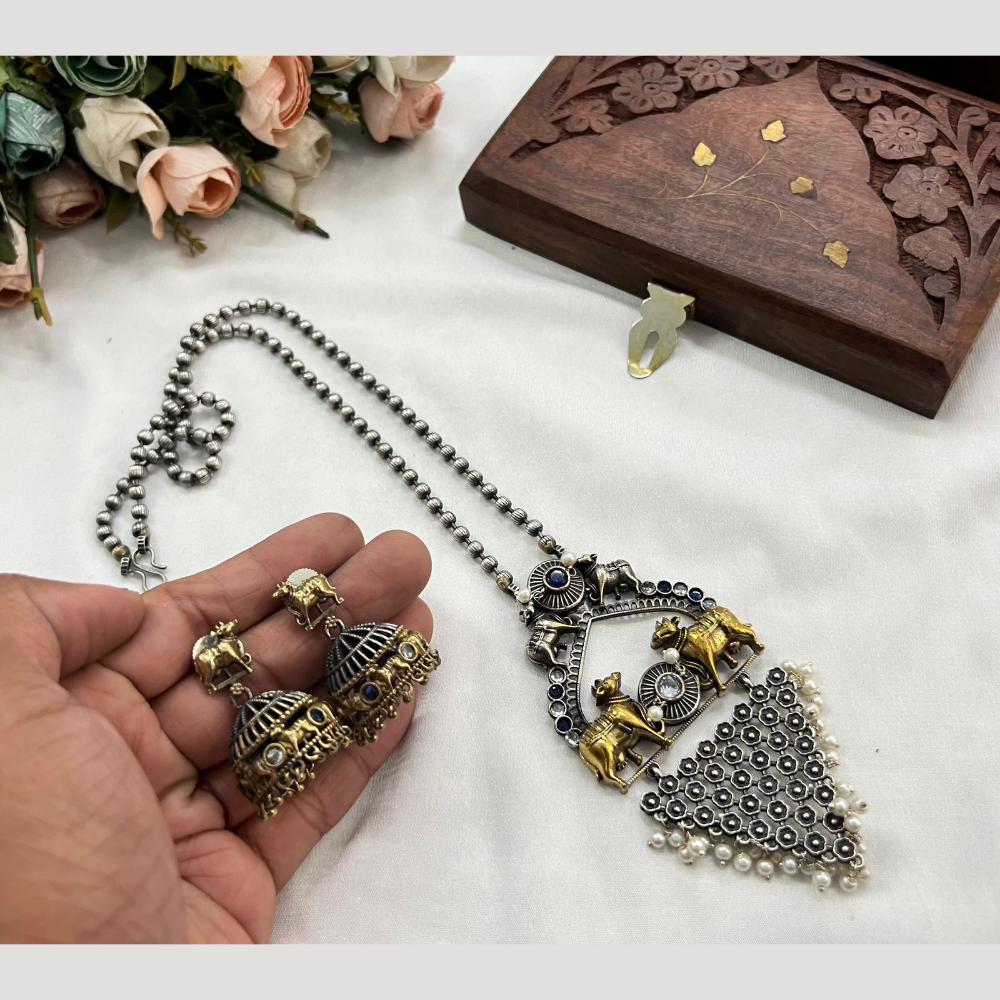Hira Collections Traditional Long Necklace Set with Monalisa Stones For Special Occassions