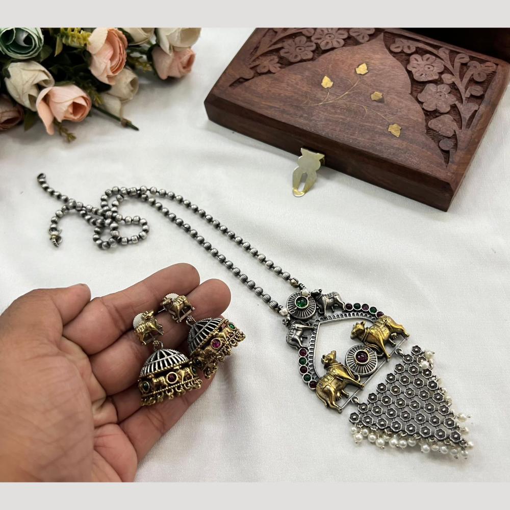 Hira Collections Traditional Long Necklace Set with Monalisa Stones For Special Occassions