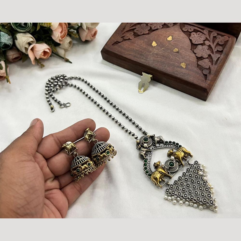 Hira Collections Traditional Long Necklace Set with Monalisa Stones For Special Occassions