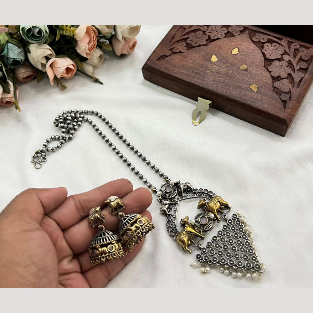 Hira Collections Traditional Long Necklace Set with Monalisa Stones For Special Occassions