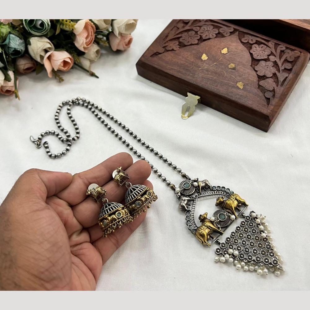 Hira Collections Traditional Long Necklace Set with Monalisa Stones For Special Occassions