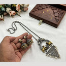 Hira Collections Traditional Long Necklace Set with Monalisa Stones For Special Occassions