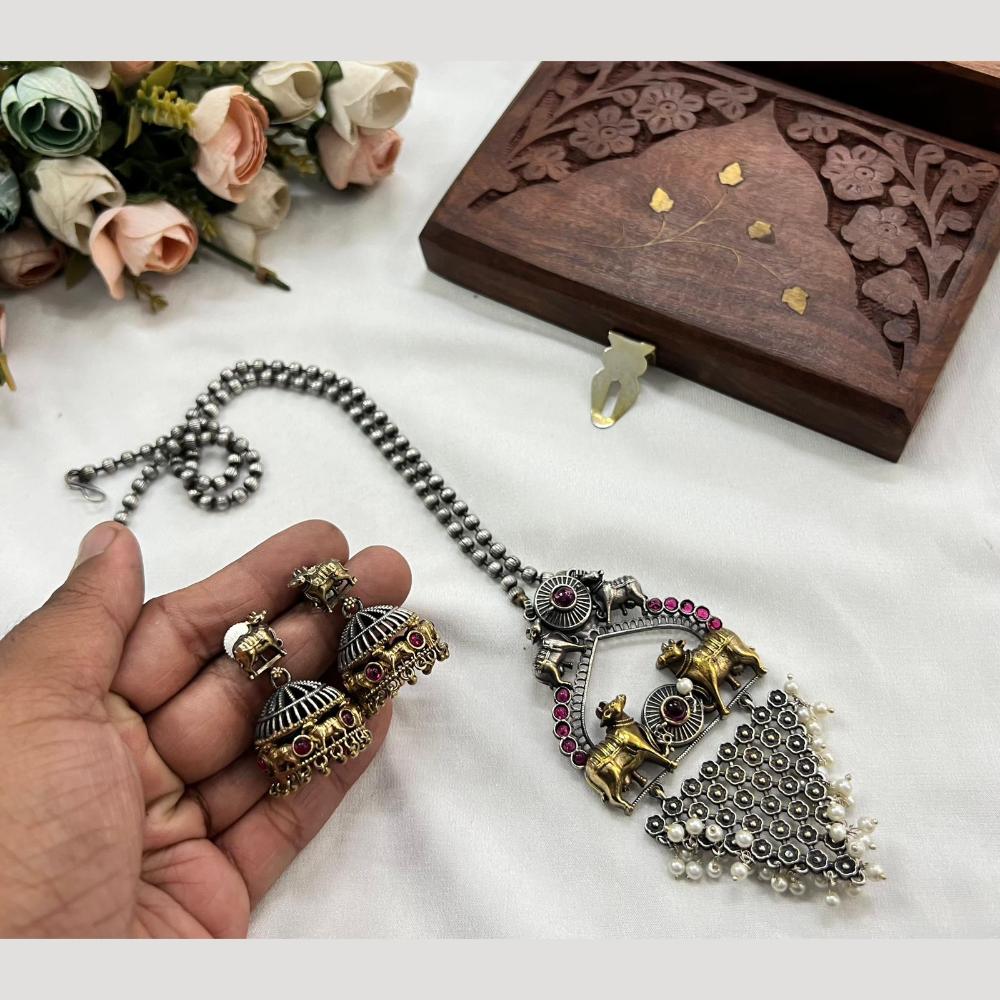 Hira Collections Traditional Long Necklace Set with Monalisa Stones For Special Occassions