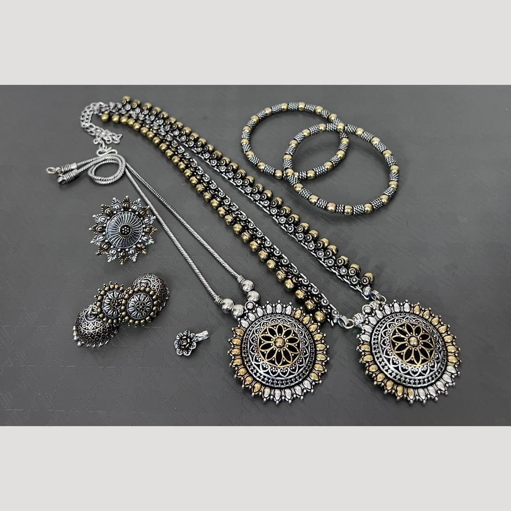Hira Collections Elegant Ethnic Two-Tone Jewelry Set for Navratri and Festive Occasions