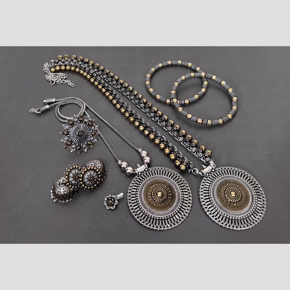 Hira Collections Elegant Ethnic Two-Tone Jewelry Set for Navratri and Festive Occasions