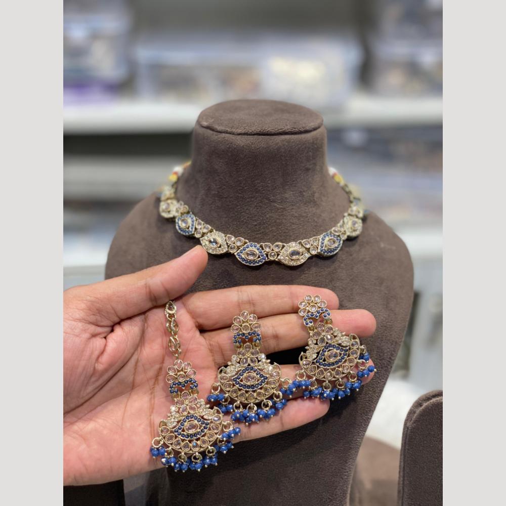 Hira Collections Sparkling Crystal & Beads Necklace Set for Festive Functions & Special Events