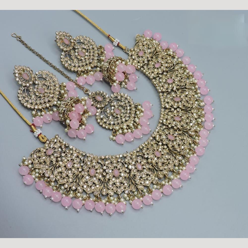 Hira Collections Sparkling Austrian& Beads Necklace Set for Festive Functions & Special Events