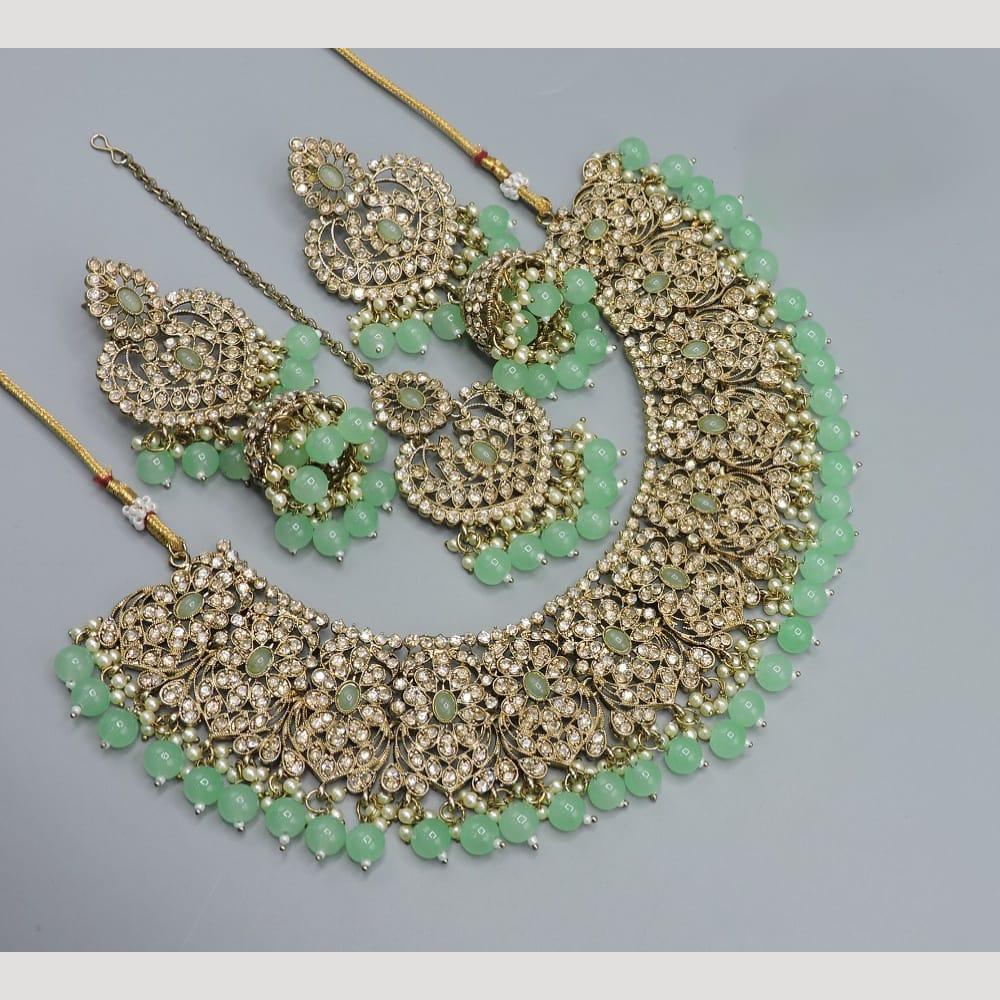 Hira Collections Sparkling Austrian& Beads Necklace Set for Festive Functions & Special Events