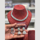 Hira Collections Sparkling Rodium Plated Crystal stone Necklace Set for Festive Functions