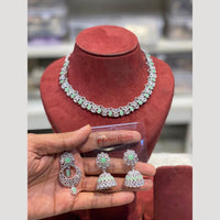 Hira Collections Sparkling Rodium Plated Crystal stone Necklace Set for Festive Functions