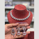 Hira Collections Sparkling Rodium Plated Crystal stone Necklace Set for Festive Functions