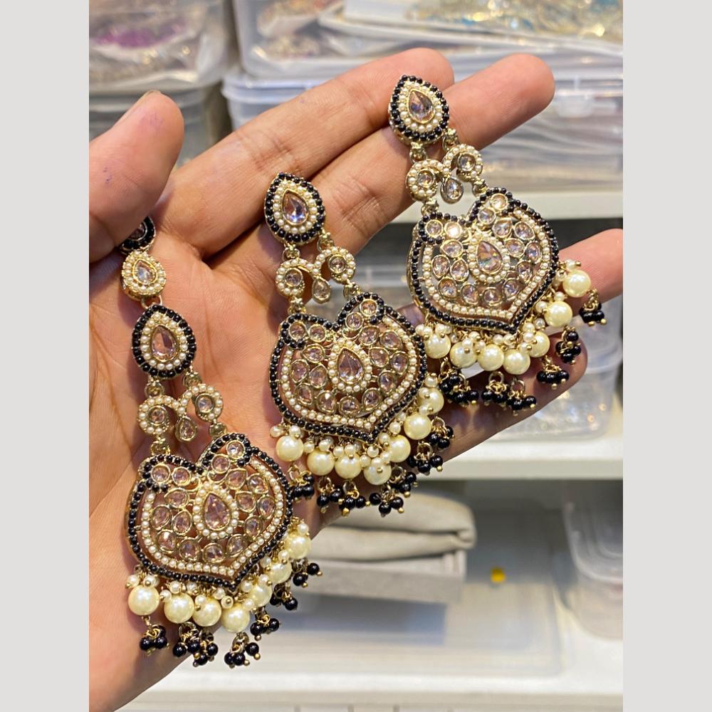 Hira Collections Designer Crystal Stone & Beads Earrings With Maangtikka for Every Occasion