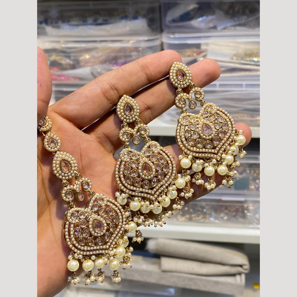 Hira Collections Designer Crystal Stone & Beads Earrings With Maangtikka for Every Occasion