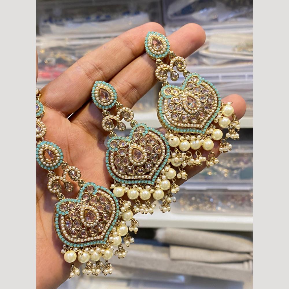 Hira Collections Designer Crystal Stone & Beads Earrings With Maangtikka for Every Occasion
