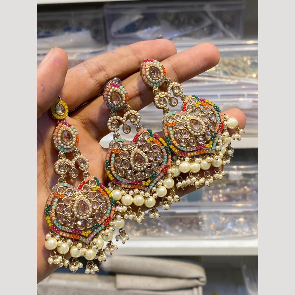 Hira Collections Designer Crystal Stone & Beads Earrings With Maangtikka for Every Occasion